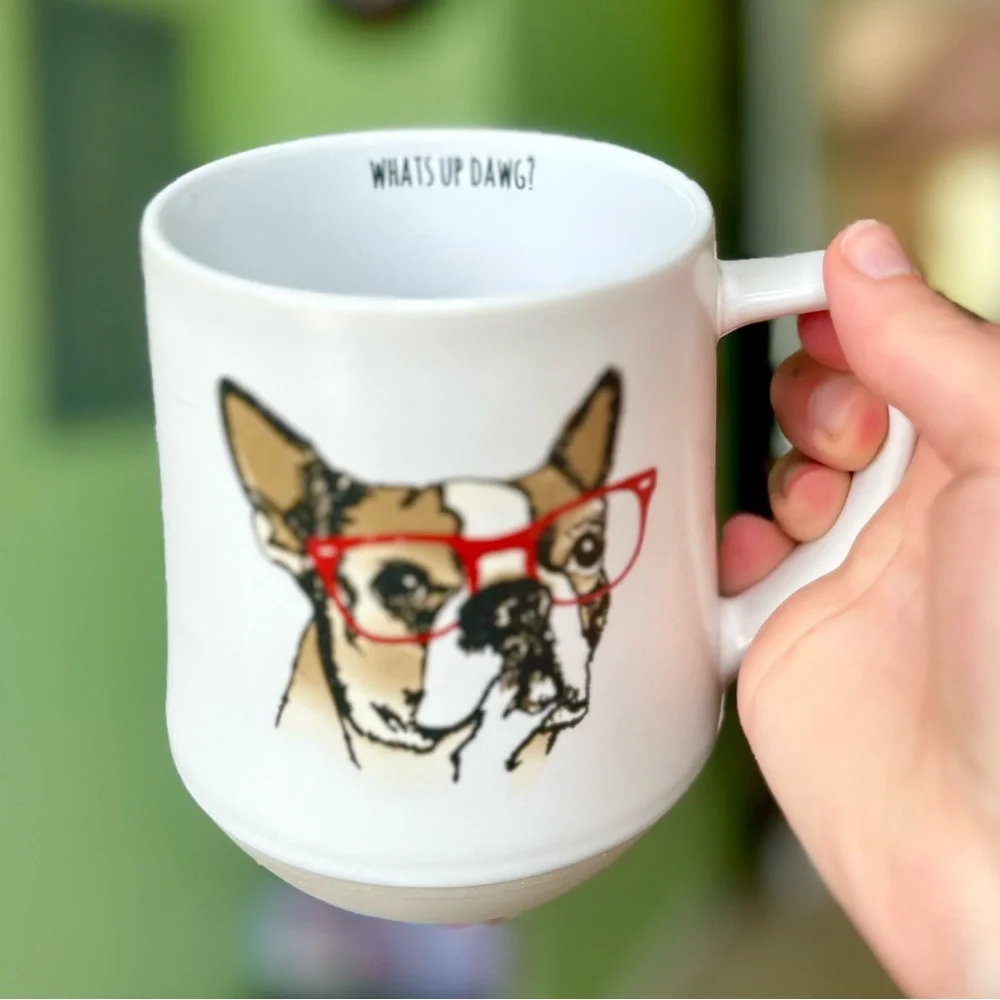 Chic French Bulldog With Glasses Ceramic Coffee Tea Kitchen Dining Mug Cup - Picture 5 of 6